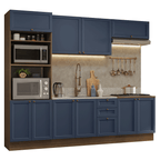 Armário de Cozinha Completa 270 cm Rustic/Azul Vik Madesa 01