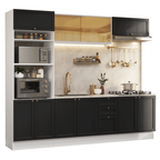 Armário de Cozinha Completa 270 cm Branco/Preto Vik Madesa 02
