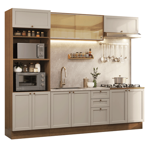 Cozinha Completa Vik Madesa 270cm: Rustic e Crema