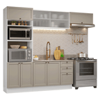 Armário de Cozinha Completa 270 cm Branco/Crema Vik Madesa 03