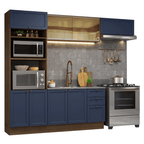 Armário de Cozinha Completa 270 cm Rustic/Azul Vik Madesa 04