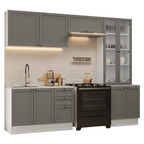 Armário de Cozinha Completa 270 cm Branco/Cinza Vik Madesa 06