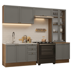 Armário de Cozinha Completa 270 cm Rustic/Cinza Vik Madesa 06