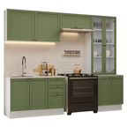 Armário de Cozinha Completa 270 cm Branco/Verde Vik Madesa 06