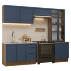 Armário de Cozinha Completa 270 cm Rustic/Azul Vik Madesa 06