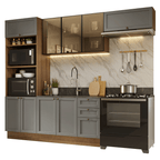 Armário de Cozinha Completa 270 cm Rustic/Cinza Vik Madesa 07
