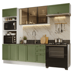 Armário de Cozinha Completa 270 cm Branco/Verde Vik Madesa 07
