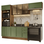 Armário de Cozinha Completa 270 cm Rustic/Verde Vik Madesa 07
