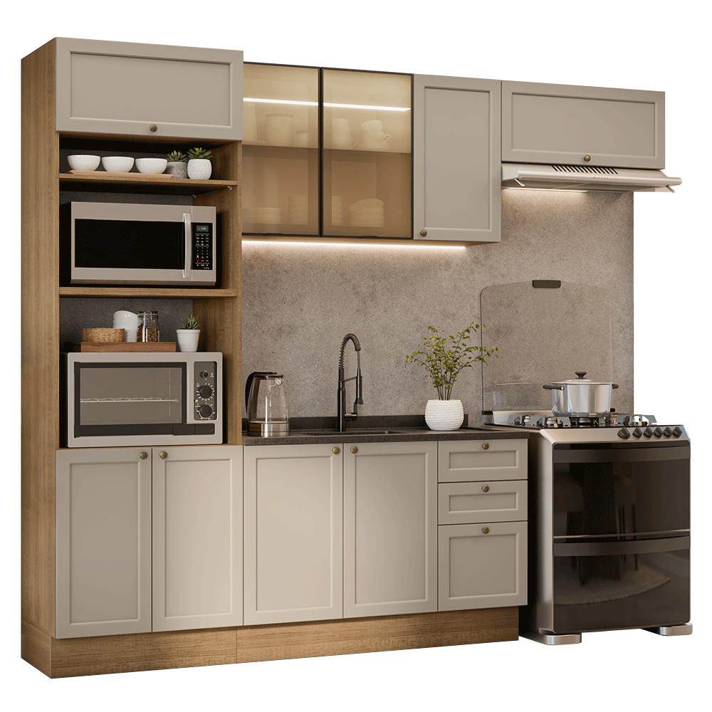 Armário de Cozinha Completa 270 cm Rustic/Crema Vik Madesa 08