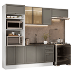 Armário de Cozinha Completa 270 cm Branco/Cinza Vik Madesa 08