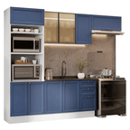 Armário de Cozinha Completa 270 cm Branco/Azul Vik Madesa 08