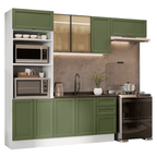 Armário de Cozinha Completa 270 cm Branco/Verde Vik Madesa 08