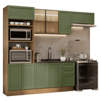 Armário de Cozinha Completa 270 cm Rustic/Verde Vik Madesa 08