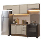 Armário de Cozinha Completa 280 cm Rustic/Crema Vik Madesa 01