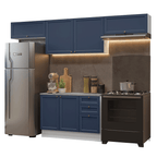 Armário de Cozinha Completa 280 cm Branco/Azul Vik Madesa 01