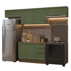 Armário de Cozinha Completa 280 cm Rustic/Verde Vik Madesa 01
