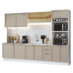Armário de Cozinha Completa 310 cm Branco/Crema Vik Madesa 01
