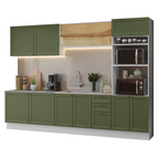 Armário de Cozinha Completa 310 cm Branco/Verde Vik Madesa 01