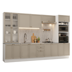 Armário de Cozinha Completa 340 cm Branco/Crema Vik Madesa 01