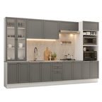Armário de Cozinha Completa 340 cm Branco/Cinza Vik Madesa 01