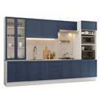 Armário de Cozinha Completa 340 cm Branco/Azul Vik Madesa 01