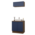 Conjunto Gabinete para Banheiro 80cm 3 Portas Rustic/Azul Vik Madesa 02