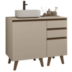 Gabinete para Banheiro 100cm 1 Porta 3 Gavetas Crema Nice Madesa 04