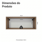 Armário Aéreo para Quarto 80 cm Nicho Aberto Rustic Neo Madesa