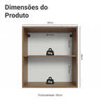 Armário Aéreo para Quarto 60 cm 2 Nichos Abertos Rustic Neo Madesa
