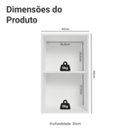 Armário Aéreo para Quarto 40 cm 2 Nichos Abertos Branco Neo Madesa