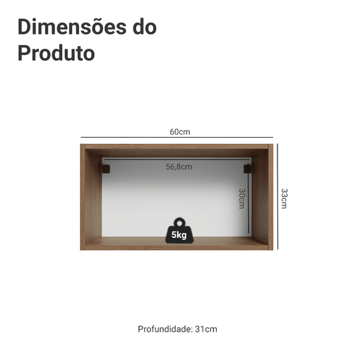 Armário Aéreo para Quarto 60 cm 1 Porta Basculante Rustic Neo Madesa