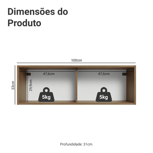 Armário Aéreo para Quarto 100 cm 1 Porta Basculante Rustic Neo Madesa
