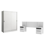 Quarto Completo com Guarda-Roupa Luke e Cabeceira com 2 Mesas de Cabeceira Madesa Branco
