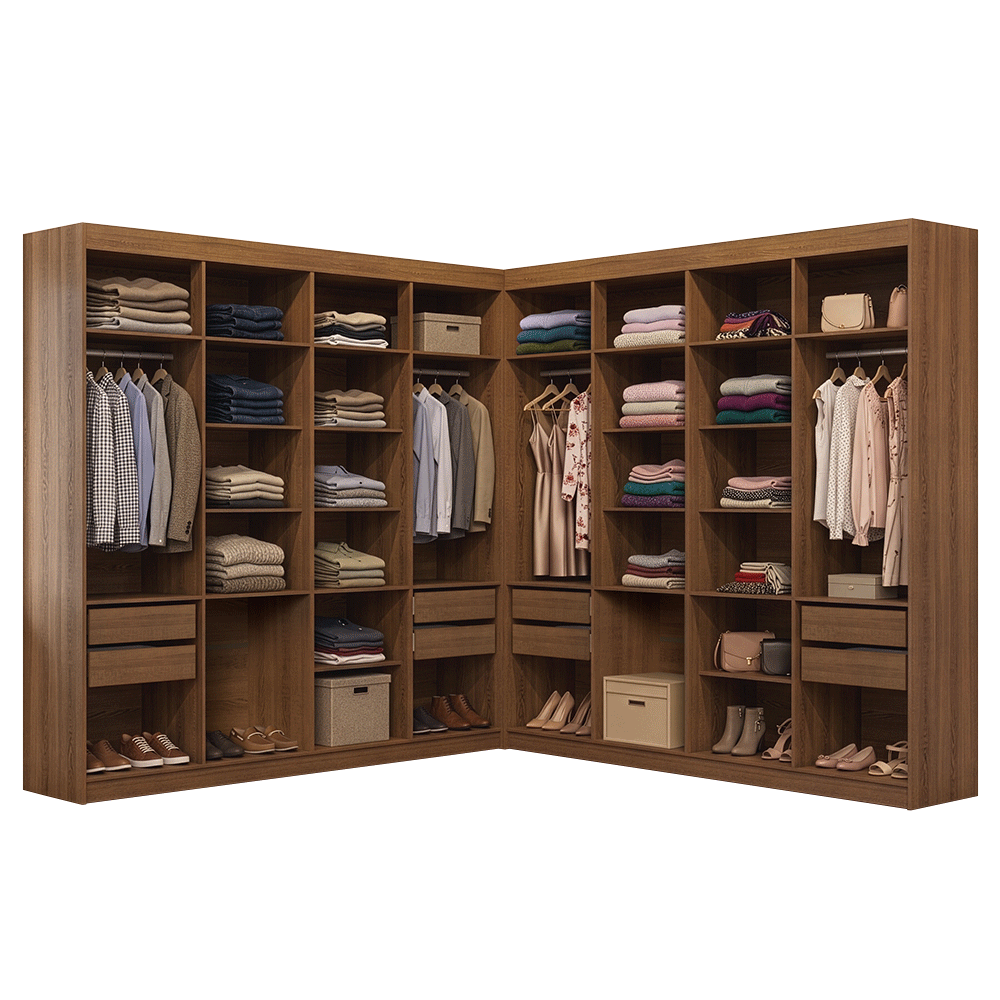 Guarda-Roupa Closet de Canto 522 cm 8 Gavetas Rustic Venus Madesa