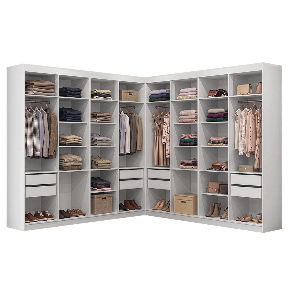 Guarda-Roupa Closet de Canto 522 cm 8 Gavetas Branco Venus Madesa