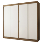 Conjunto 2 Guarda-Roupas 4 Portas de Correr Rustic/Branco Tokio Madesa