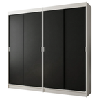 Conjunto 2 Guarda-Roupas 4 Portas de Correr Branco/Preto Tokio Madesa