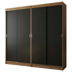 Conjunto 2 Guarda-Roupas 4 Portas de Correr Rustic/Preto Tokio Madesa