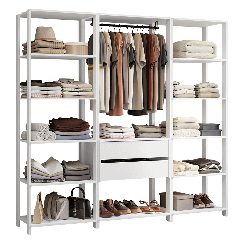 Guarda-Roupa Closet Modulado 2 Gavetas 188 cm Branco Valencia Madesa