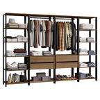 Guarda-Roupa Closet Modulado 4 Gavetas 258cm Rustic/Preto Madesa 01 Valencia