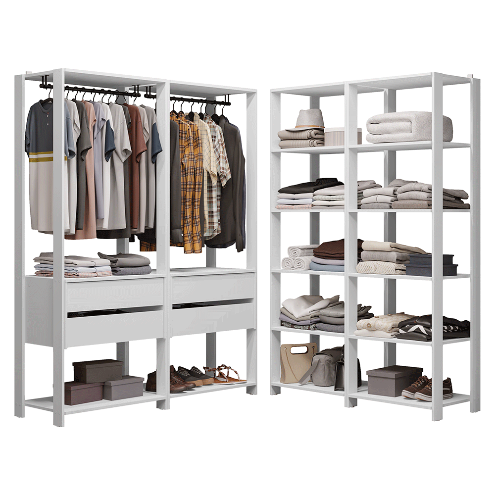 Guarda-Roupa Closet Modulado 4 Gavetas 258 cm Branco Valencia Madesa 03