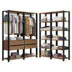 Guarda-Roupa Closet Modulado 4 Gavetas 258 cm Rustic/Preto Valencia Madesa 03