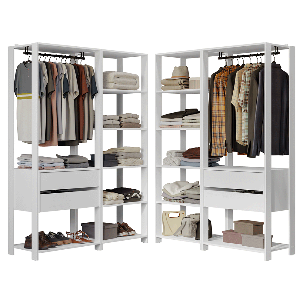 Guarda-Roupa Closet Modulado 4 Gavetas 258 cm Branco Valencia Madesa 04