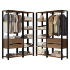 Guarda-Roupa Closet Modulado 4 Gavetas 258 cm Rustic/Preto Valencia Madesa 04