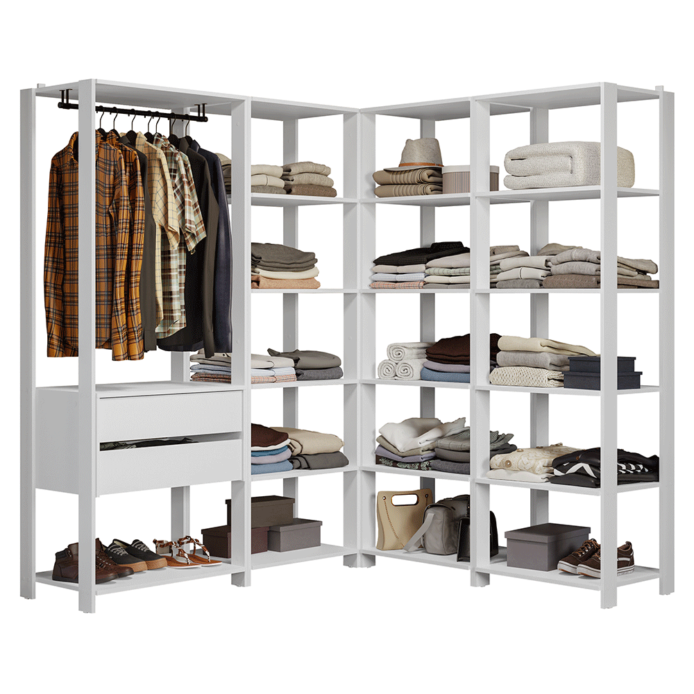 Guarda-Roupa Closet Modulado 2 Gavetas 247 cm Branco Valencia Madesa