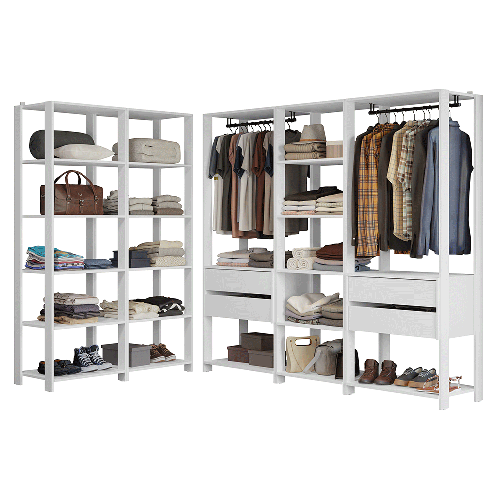 Guarda-Roupa Closet Modulado 4 Gavetas 317 cm Branco Valencia Madesa