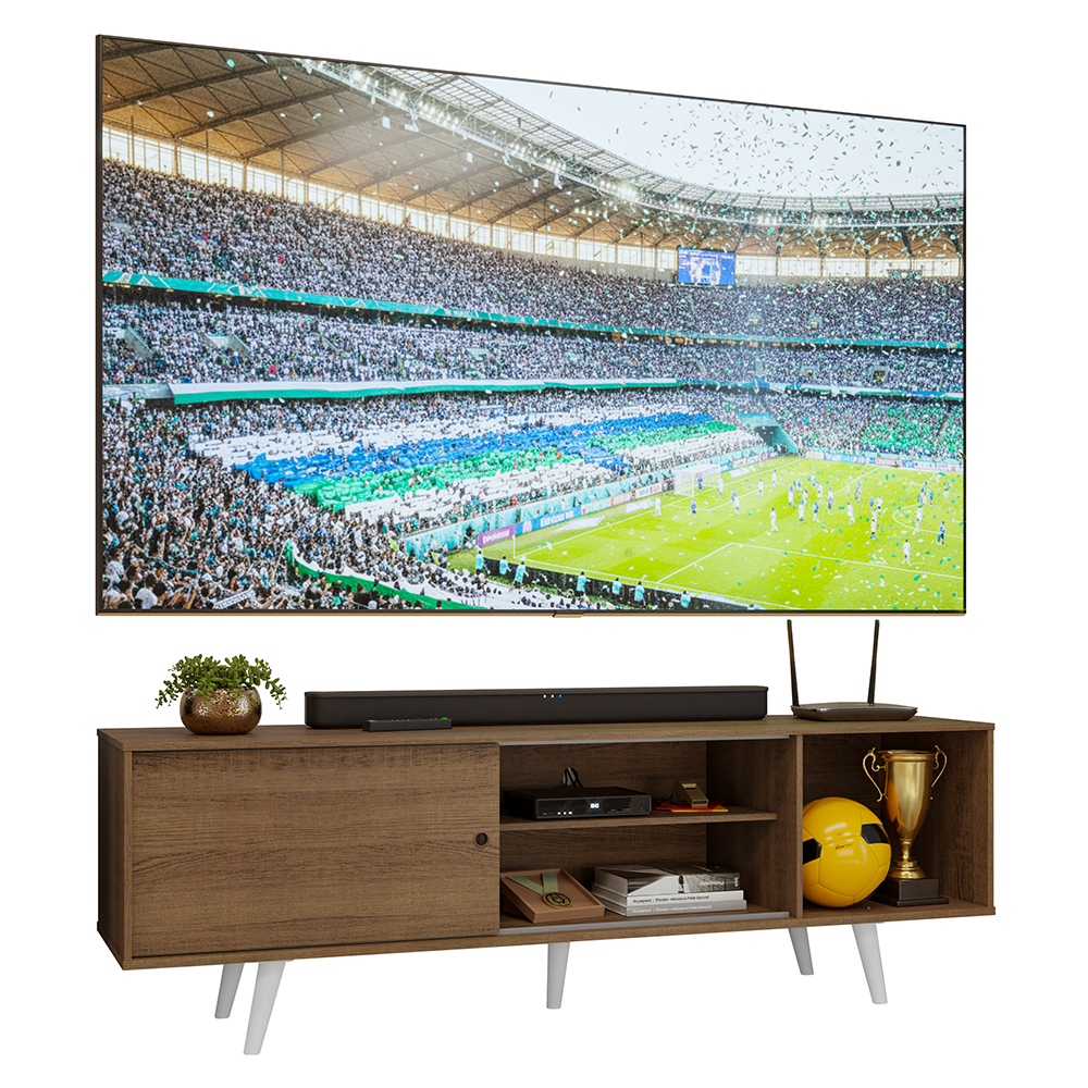 Rack para TV até 80 Polegadas 160cm Rustic Pés Brancos Torino Madesa