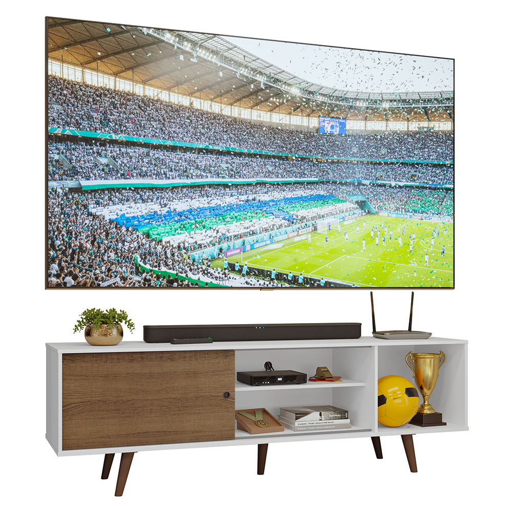 Rack para TV até 80 Polegadas 160cm Branco Pés Rustic Torino Madesa