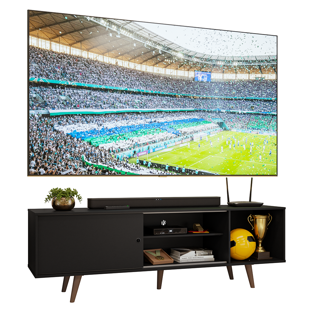 Rack para TV até 80 Polegadas 160cm com Pés Preto/Rustic Torino Madesa