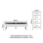 Rack para TV até 65 Polegadas Madesa Londres e Estante Escada Branco